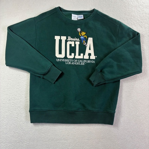 Zara UCLA Bruins Crewneck Sweatshirt Womens S Green Basketball College Pullover - Picture 2 of 7